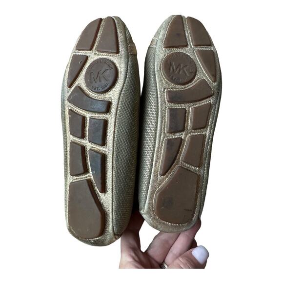 Michael Kors Fulton Leather Bling Metallic Gold Flats Shoes size 7.5 - Picture 11 of 13